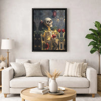 Gothic Holiday Skull Canvas Art, Skeleton Christmas Tree Wall Art, Spooky Xmas Tree Poster, Horror Holiday Art Digital Download