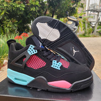 Mid Top Sneakers, Black Pink Blue Colorway, Lace Up Design, Casual Gift for Sneaker Fans