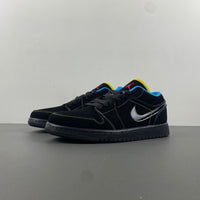 Low Top Sneakers, Black Yellow Colorway, Lace Up Design, Casual Gift for Sneaker Fans