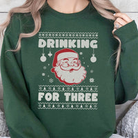 Humorous Pregnancy Announcement Crewneck, Drinking for Three Christmas Sweatshirt, Expecting Mom Sweater, Holiday Maternity Pullover, Xmas Present