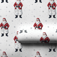 Vintage Christmas Gift Wrap, Classic Santa Claus Wrapping Paper, Red and White Holiday Wrapping Paper, Traditional Xmas Wrapping Paper Roll