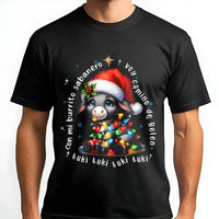 Adorable Christmas Donkey Shirt, Mi Burrito Sabanero T-Shirt, Latino Holiday Graphic Tee, Spanish Xmas Carol Tee, Villancicos Holiday T-Shirt