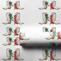 Western Holiday Wrapping Paper, Cowboy Boot Christmas Wrapping Paper, Country Cowgirl Gift Wrap, Festive Winter Present Wrapping Paper