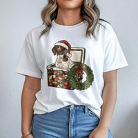 Dog in Gift Box Tee, German Shorthaired Pointer Christmas Shirt, Festive GSP Graphic T-Shirt, Holiday Puppy Dog Lover Shirt, Dog Mom Present