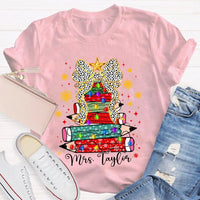 Custom Name Pencil Snowflake Tee, Personalized Teacher Christmas Tree Shirt, Holiday Teacher T-Shirt, Christmas Teacher Present