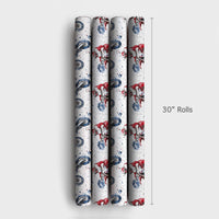 Dirt Bike Claus Gift Wrap, Motocross Santa Christmas Wrapping Paper, Motorcycle Holiday Wrapping Paper, Biker Christmas Wrapping Paper