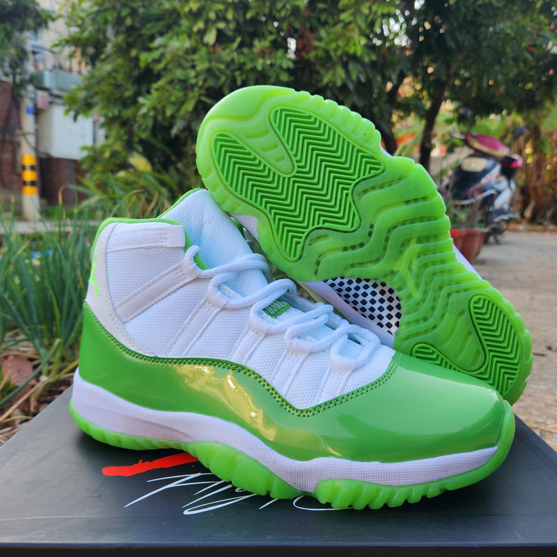 High Top Sneakers, White Green Colorway, Lace Up Design, Casual Gift for Sneaker Fans
