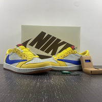 Low Top Sneakers, Blue White Yellow Colorway, Reverse Hook Design, Lace Up Design, Casual Gift for Sneaker Fans
