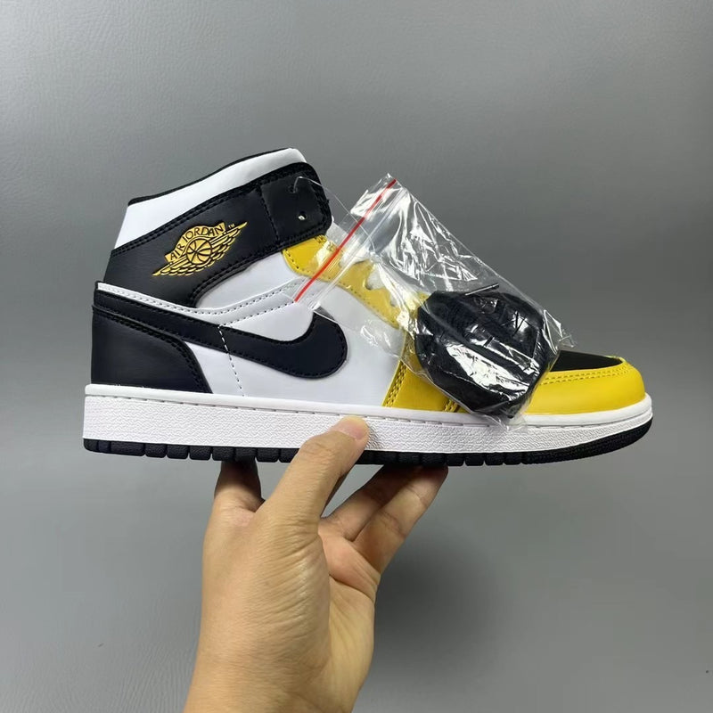 High Top Sneakers, Black Yellow Colorway, Lace Up Design, Casual Gift for Sneaker Fans