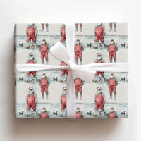 Duck Hunter Christmas Gift Wrap, Hunting Santa Wrapping Paper, Watercolor Outdoorsman Fishing Wrapping Paper, Holiday Gift Wrap Roll