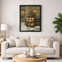 Vintage Snowy Winter Canvas Print, Victorian Christmas Carolers Canvas Wall Art, Holiday Caroling Canvas, Festive Christmas Home Decor Present
