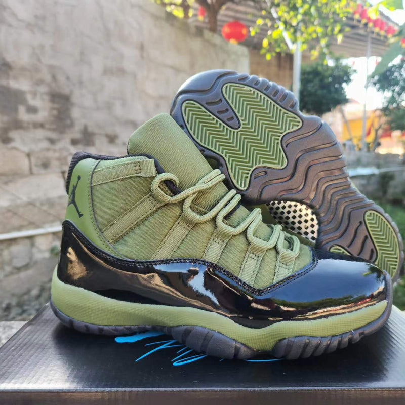 High Top Sneakers, Army Green Black Colorway, Lace Up Design, Casual Gift for Sneaker Fans