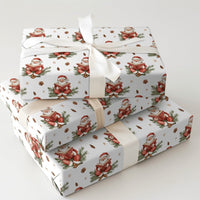Book Lover Christmas Gift Wrap, Reading Santa Wrapping Paper, Vintage Watercolor Wrapping Paper, Pinecone Holiday Gift Wrap Roll