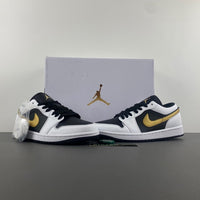 Low Top Sneakers, White Black Gold Colorway, Lace Up Design, Casual Gift for Sneaker Fans