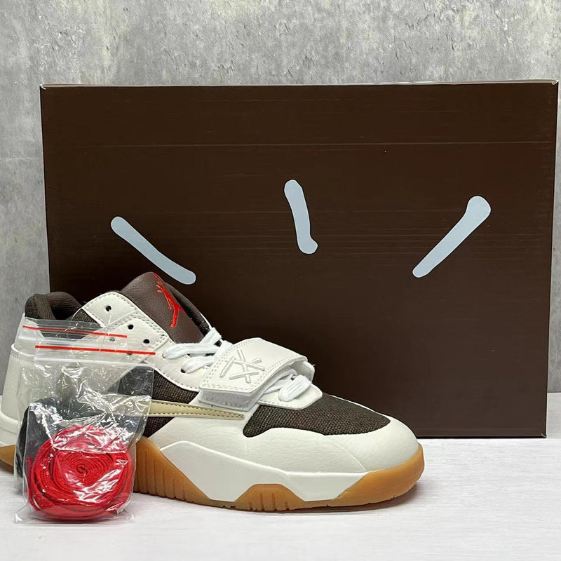 Low Top Sneakers, White Brown Colorway, Reverse Hook Design, Lace Up Design, Casual Gift for Sneaker Fans