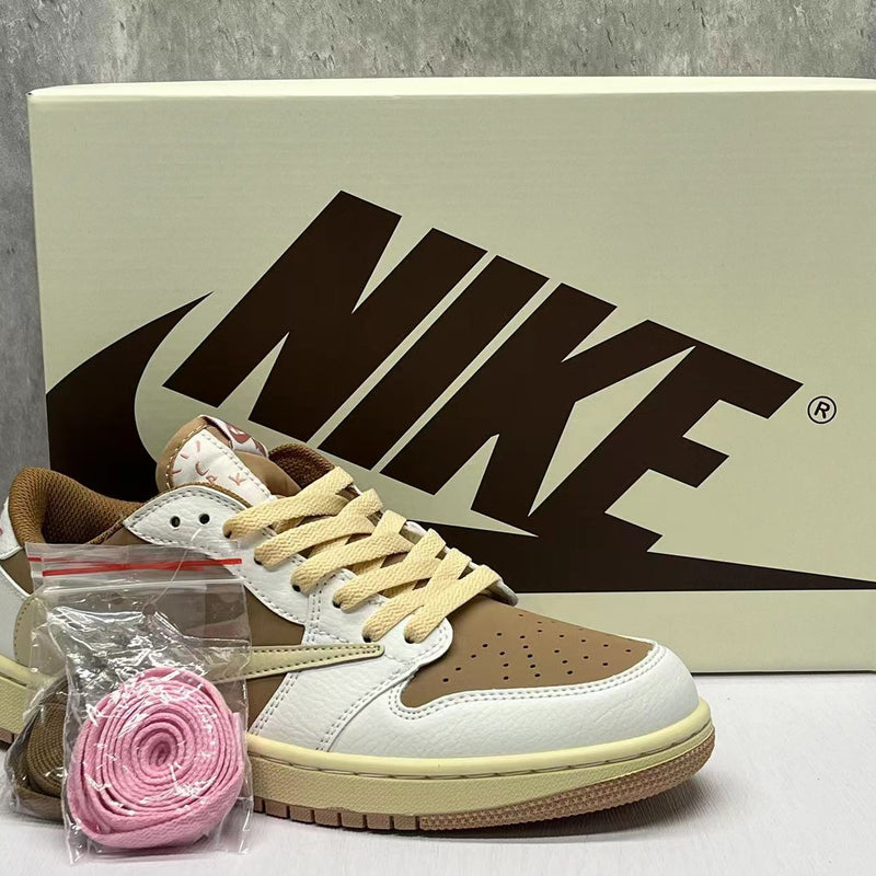Low Top Sneakers, Light Brown Pink Colorway, Reverse Hook Design, Lace Up Design, Casual Gift for Sneaker Fans