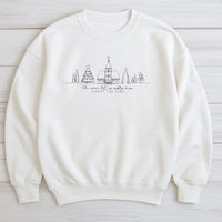 Minimalist Church Line Art Crewneck, Oh Come Let Us Adore Him Sweatshirt, Christian Holiday Sweater, Religious Christmas Sweatshirt