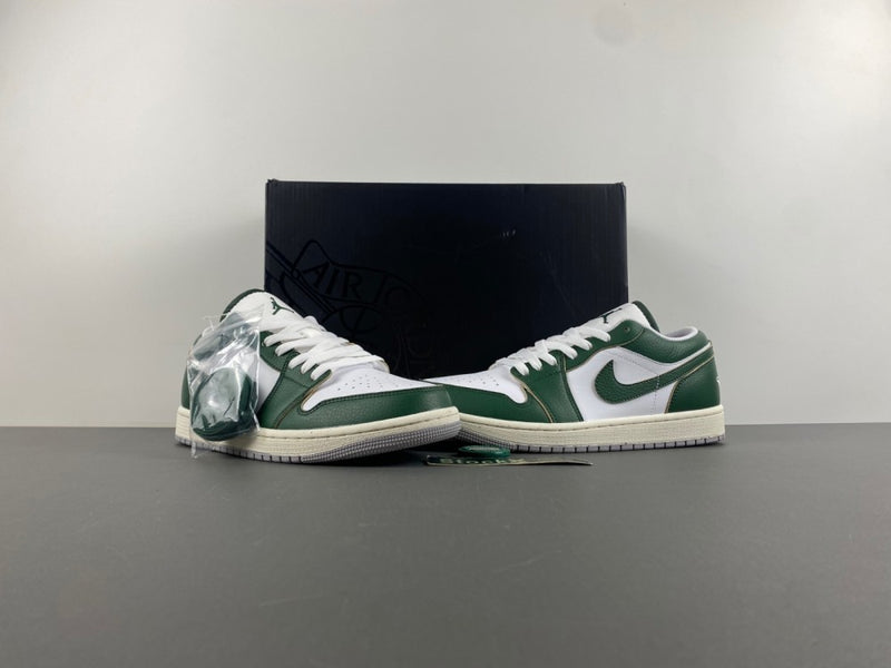 Low Top Sneakers, White Green Colorway, Lace Up Design, Casual Gift for Sneaker Fans