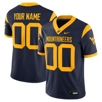 West Virginia Mountaineers Custom Football Game Jersey - Navy