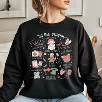 Humorous Medical Holiday Icons Crewneck, Nurse Christmas Sweatshirt, RN Hospital Staff Xmas Sweater, Healthcare Worker Holiday Pullover