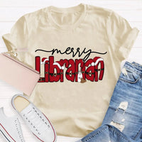 Merry Christmas Bookish T-Shirt, Librarian Christmas Shirt, Holiday Book Lover Graphic Tee, Reading Teacher Winter Holiday Shirt Present