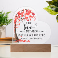 Mother Daughter Heart Plaque, Tree of Life Acrylic Heart Plaque, Lighted LED Heart Plaque, Christmas Present for Mom, Birthday Keepsake Sign