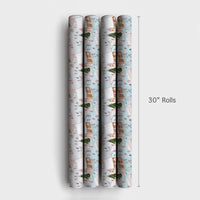 Winter Rink Christmas Gift Wrap, Ice Hockey Gingerbread Village Wrapping Paper, Holiday Ice Skating Wrapping Paper Roll, Pastel Present Wrap