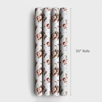 Vintage Flying Santa Gift Wrap, Airplane Santa Wrapping Paper, Watercolor Pilot Santa Christmas Paper, Retro Aviation Gift Wrapping Paper