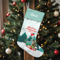 Baby First Christmas Stocking, Personalized Dinosaur Christmas Stocking, Custom Name Dino Holiday Stocking, Adorable Baby Shower Keepsake Present