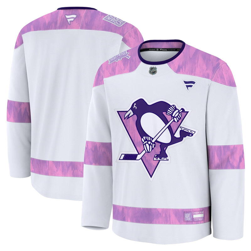 Pittsburgh Penguins White 2024 Hockey Fights Cancer Practice Jersey