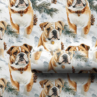Watercolor Winter Dog Wrapping Paper, English Bulldog Wrapping Paper, Christmas Dog Gift Wrap, Holiday Puppy Wrapping Paper Roll