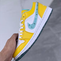 Retro Low Top Sneakers, White Yellow Colorway, Lace Up Design, Casual Gift for Sneaker Fans