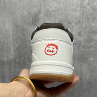 Low Top Sneakers, White Brown Colorway, Reverse Hook Design, Lace Up Design, Casual Gift for Sneaker Fans