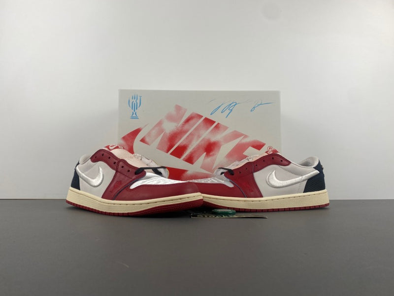 Low Top Sneakers, White Red Colorway, Lace Up Design, Casual Gift for Sneaker Fans