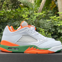 Low Top Sneakers, White Green Orange Colorway, Lace Up Design, Casual Gift for Sneaker Fans