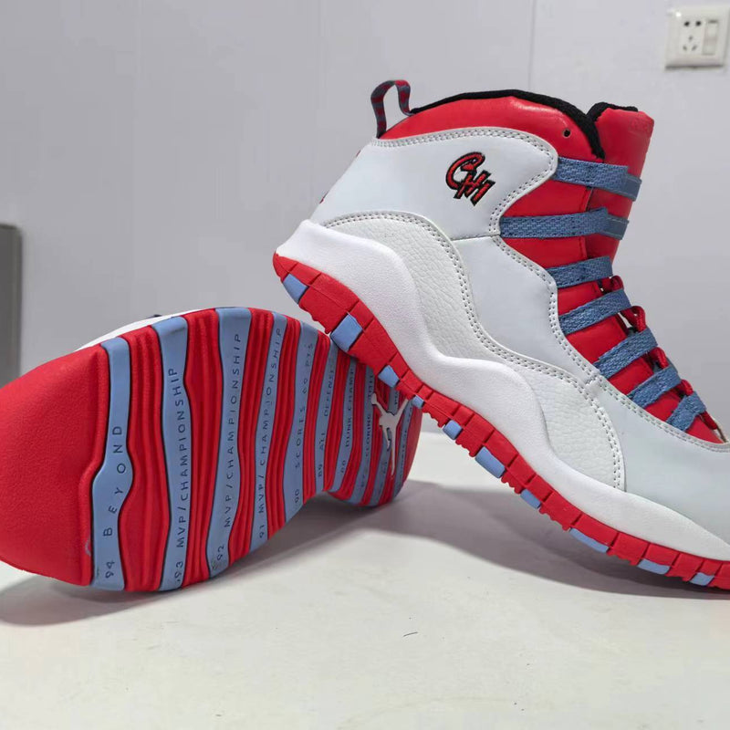 High Top Sneakers, White Red Blue Colorway, Lace Up Design, Casual Gift for Sneaker Fans