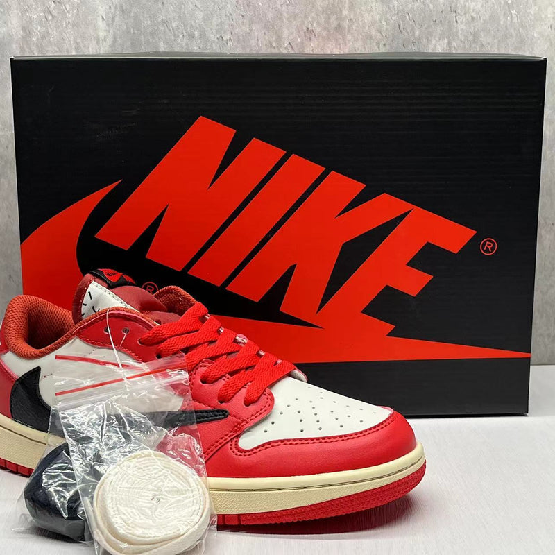 Low Top Sneakers, Red White Colorway, Reverse Hook Design, Lace Up Design, Casual Gift for Sneaker Fans