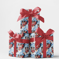 Holiday Dog Christmas Wrapping Paper, Australian Shepherd Wrapping Paper, Festive Puppy Present Gift Wrap, Dog Lover Holiday Wrapping Paper