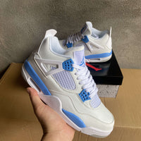 Mid Top Sneakers, White Blue Colorway, Lace Up Design, Casual Gift for Sneaker Fans