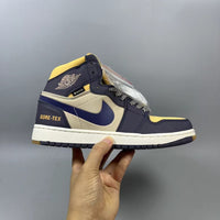 High Top Sneakers, Blue Brown Colorway, Lace Up Design, Casual Gift for Sneaker Fans
