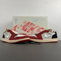 Low Top Sneakers, White Red Colorway, Lace Up Design, Casual Gift for Sneaker Fans
