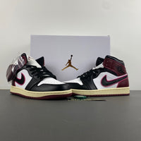 Mid Top Sneakers, Burgundy White Black Colorway, Lace Up Design, Casual Gift for Sneaker Fans