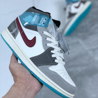Mid Top Sneakers, Blue Gray Colorway, Lace Up Design, Casual Gift for Sneaker Fans