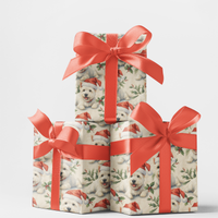 Santa Hat Dog Gift Wrap, Westie Christmas Wrapping Paper, Adorable Holiday Wrapping Paper, Dog Lover Xmas Gift Wrap Roll, Festive Present Paper