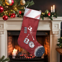 Custom Name and Number Stocking, Personalized Baseball Christmas Stocking, Sports Fan Holiday Xmas Stocking, Velboa Fireplace Mantel Decor