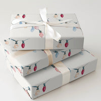 Pastel Holiday String Light Gift Wrap, Watercolor Christmas Lights Wrapping Paper, Festive Xmas Paper, Winter Present Wrapping Paper Roll