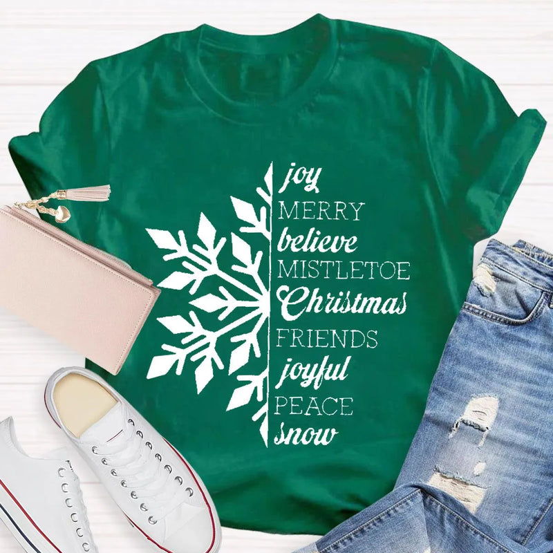 Holiday Snowflake T-Shirt, Christmas Snowflake Shirt, Winter Graphic Tee, Comfy Xmas Snowflake Shirt, Christmas Present for Women and Men