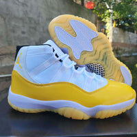 High Top Sneakers, White Yellow Colorway, Lace Up Design, Casual Gift for Sneaker Fans
