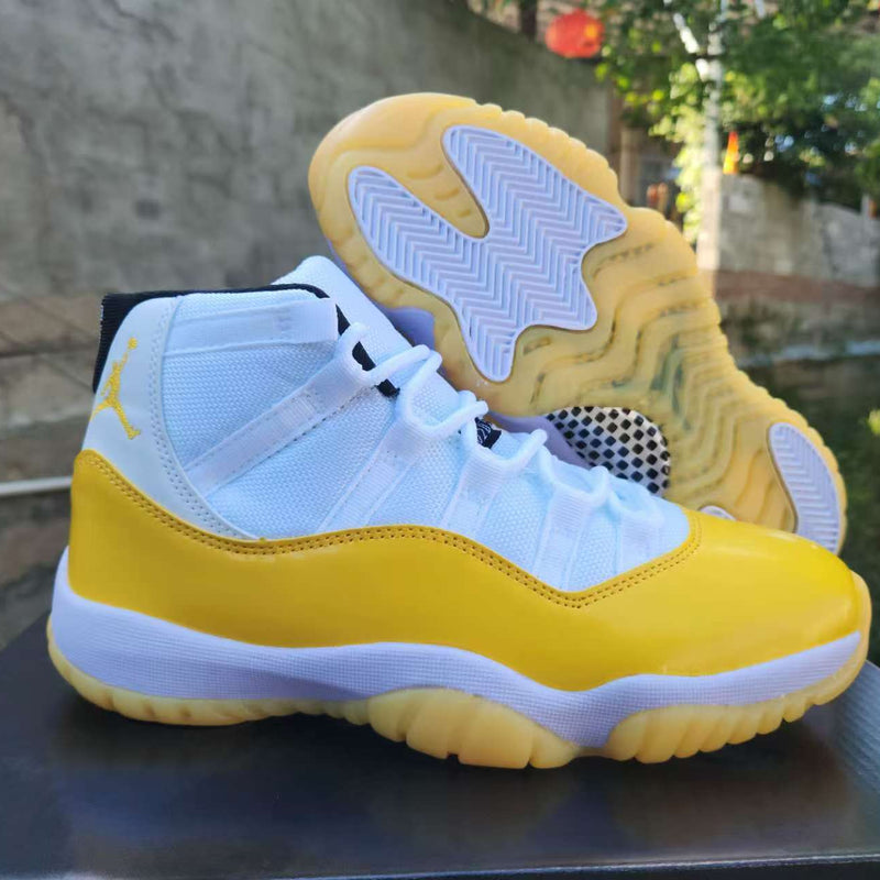 High Top Sneakers, White Yellow Colorway, Lace Up Design, Casual Gift for Sneaker Fans