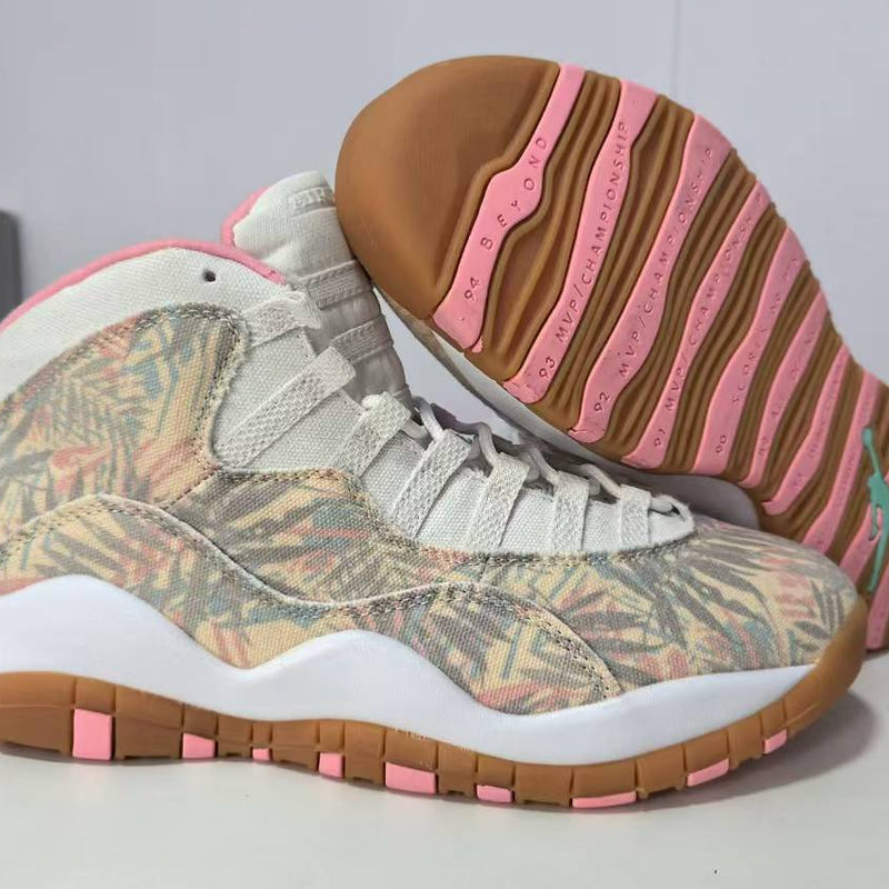 High Top Sneakers, White Pink Green Colorway, Lace Up Design, Casual Gift for Sneaker Fans